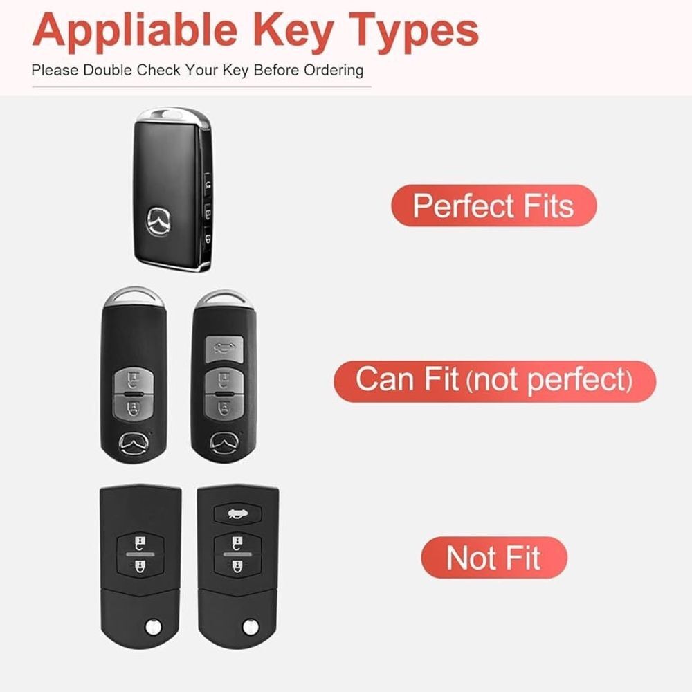 Black Leather Crystal Key Fob Cover Case for Mazda 3 CX-5 CX-30 CX-10 2019-2022 - Picture 2 of 7